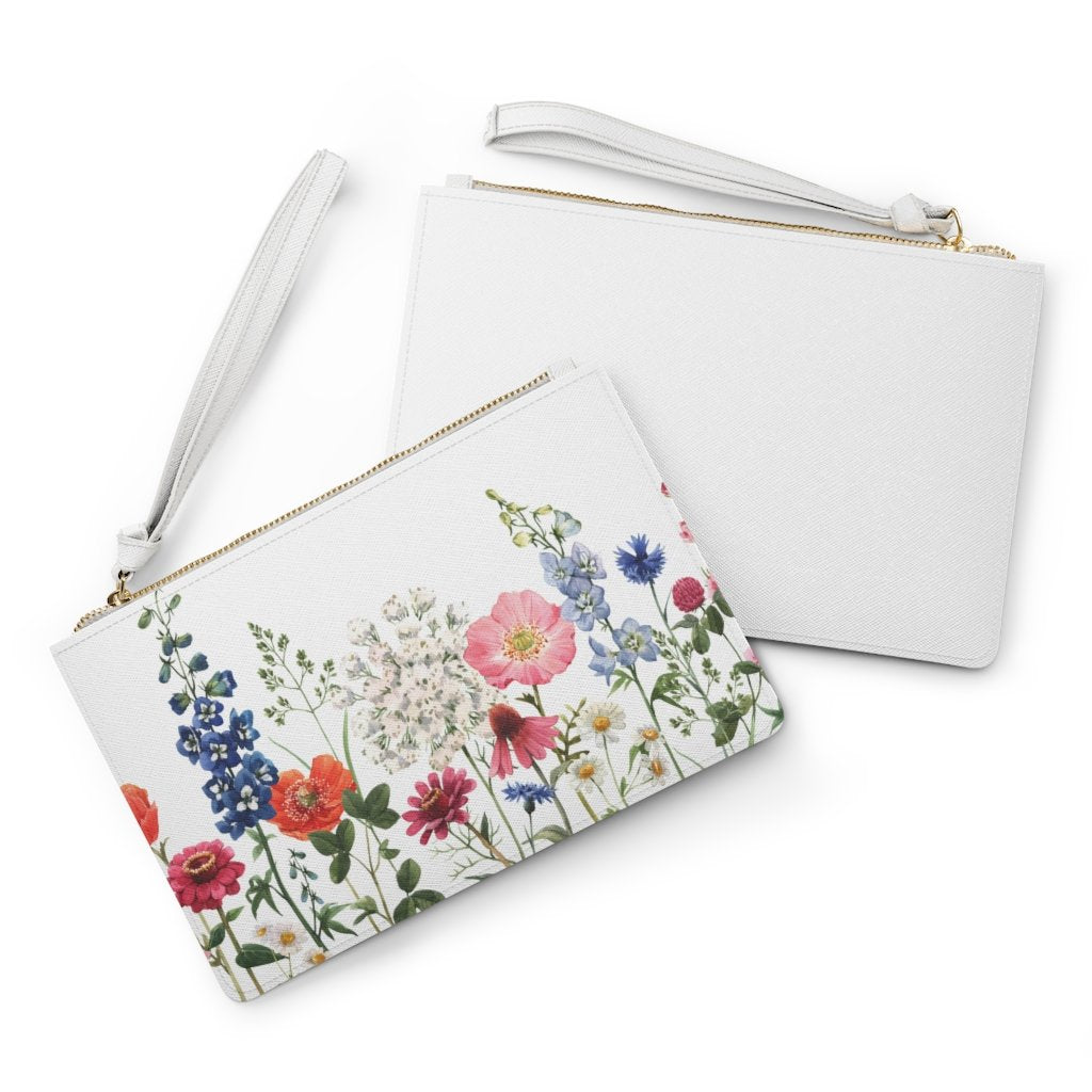 Floral Designed Zipped Clutch Bag