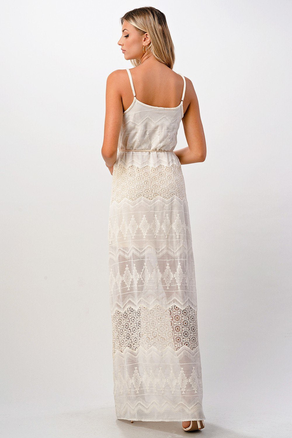 Boho-Inspired Embroidered Maxi Dress with Adjustable Straps