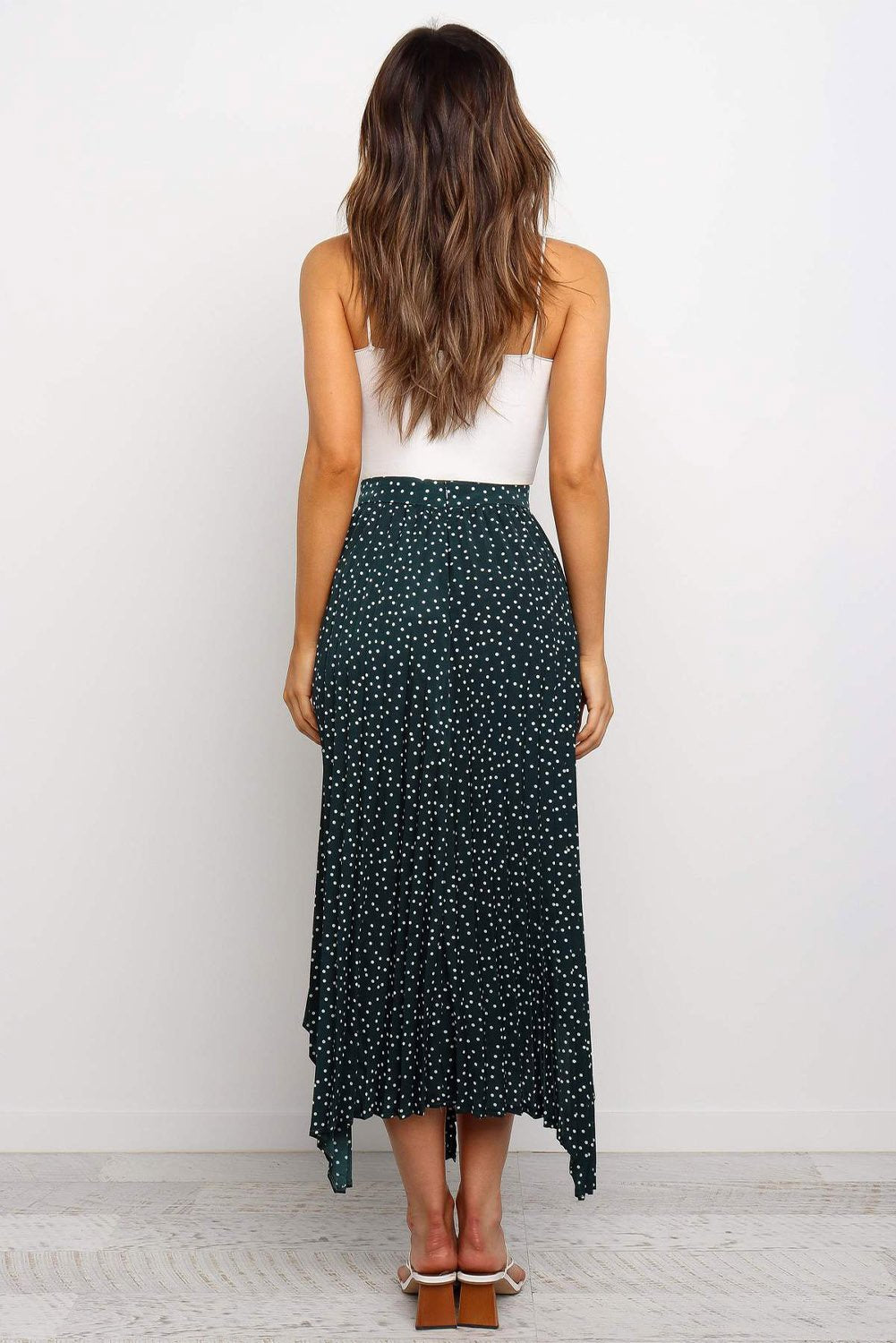 Fashion Print Side Slit Pleated Maxi Skirt